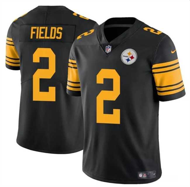 Men & Women & Youth Pittsburgh Steelers #2 Justin Fields Black Color Rush Vapor Limited Football Stitched Jersey